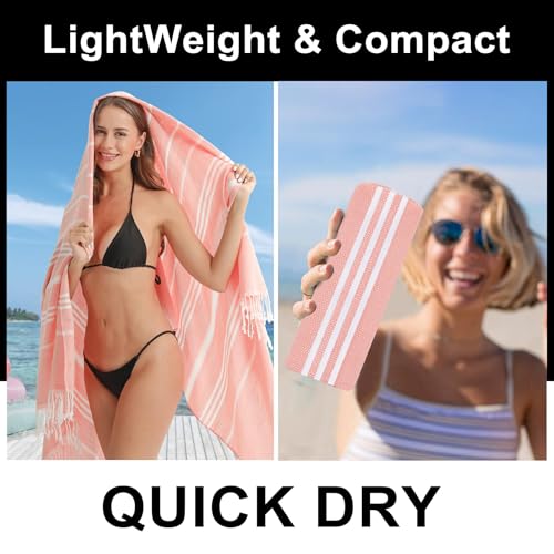 Antfuny 2 Packs Turkish Beach Towels Quick Dry Sand Free Oversized Bath Pool Swim Towel Extra Large XL Big Blanket Adult Travel Essentials Cruise Accessories Must Haves Clearance Vacation Stuff