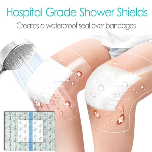7 Pcs Waterproof Shower Cover 10"x12" with Non-Stick Center Pad for Large Port Surgery Incisions Protector Patch Transparent Film Clear Adhesive Wounds Dressing Bandage Shields