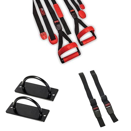 Lifeline Jungle Gym XT Body Weight Suspension Trainer System + Resistance Training Metal Mounts + Jungle Gym Extension Strap Bundle