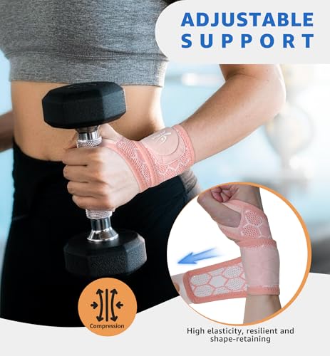 Pink Upgraded 3D Knit Breathable Wrist Brace - Adjustable Support for Pain Relief, Carpal Tunnel & Sports, One Size