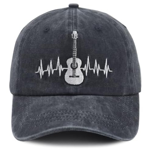 KKMKSHHG Guitar Baseball Cap for Men Women, Embroidered Adjustable Cotton Musician Hat