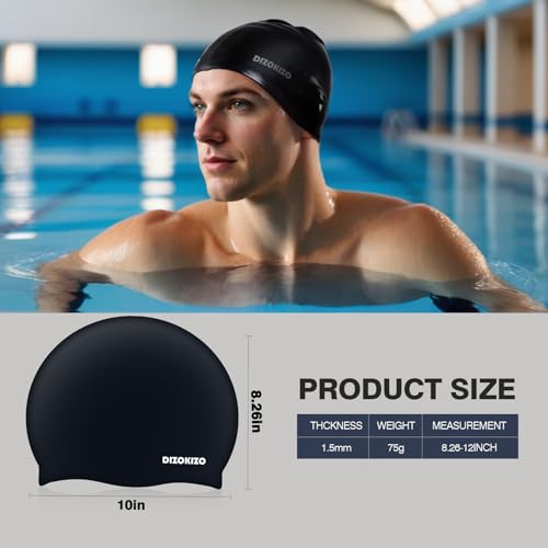 High Elasticity Silicone Swim Cap for Men and Women - Black & Grey