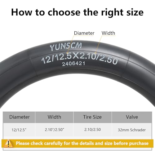 2-Pcs 12"/12.5" Heavy Duty Bike Tubes 12/12.5x2.10/2.50 AV32mm Schrader Valve 52/64-203 Inner Tubes Compatible with 12x2.10/2.50 12.5 x 2.10/2.50 Bicycle Bike Tire Tubes