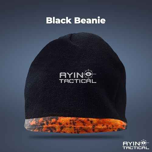 AYIN Hunting Beanie Hat, 2 in 1 Winter Knit Beanie for Men and Women, Reversable Black and Blaze Orange