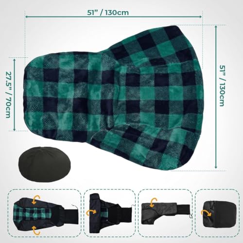 Waterproof Double Sided Chair Blanket - Cozy Sherpa Outdoor Seat Cover, Green