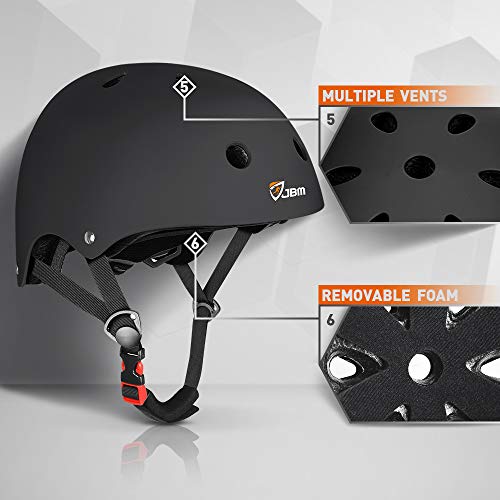 Adult & Kid Skating Protective Gear Set Helmet Knee Elbow Wrist Guards Black Medium Teen