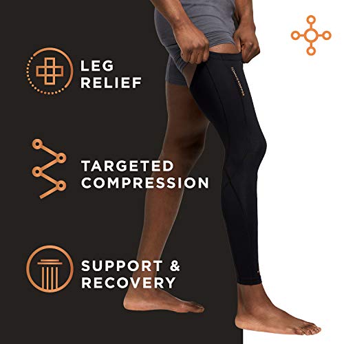 Unisex Compression Leg Sleeve with Copper Infusion - Medium, Black
