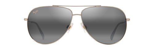 Maui Jim Hauoli XL Aviator Sunglasses, Shiny Light Gold W/Crystal/Neutral Grey Polarized, Extra Large