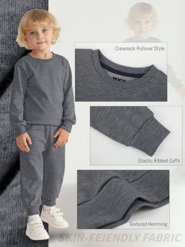 Toddler Boys Sweatshirts 4 Pack - Long Sleeve Cotton Shirts for 2T-6Y, Black, Dark Gray, Navy Blue, Red, 5T Variation