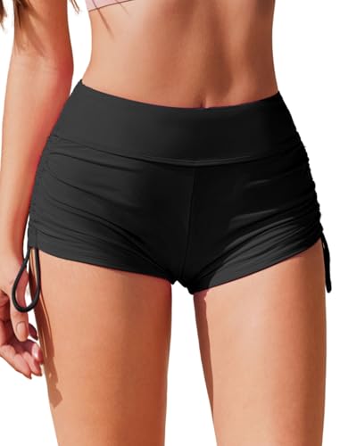 AI'MAGE Women's 3-Inch High Waist Swim Shorts Black Large