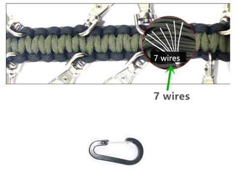 DODXIAOBEUL 10 Inch Paracord Handmade Cheer Bows Holder 2 Pack & 16 Lobster Clasp,Paracord Keychain for Teen Girls Cheerleader Sports(Black/Orange)