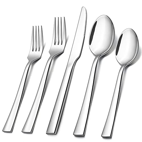 E-far 10-Piece Stainless Steel Flatware Set for 2 - Modern Silverware