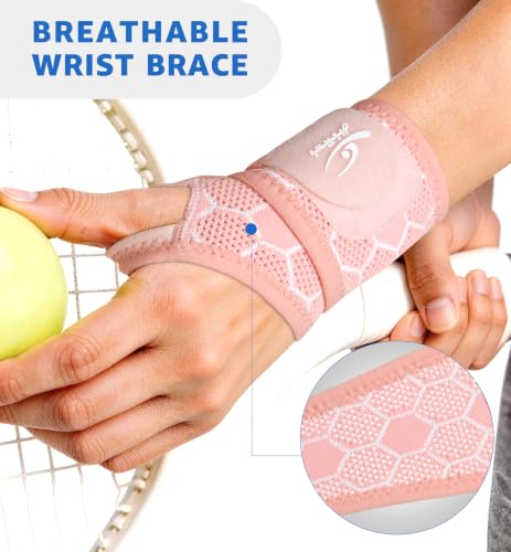Pink Upgraded 3D Knit Breathable Wrist Brace - Adjustable Support for Pain Relief, Carpal Tunnel & Sports, One Size