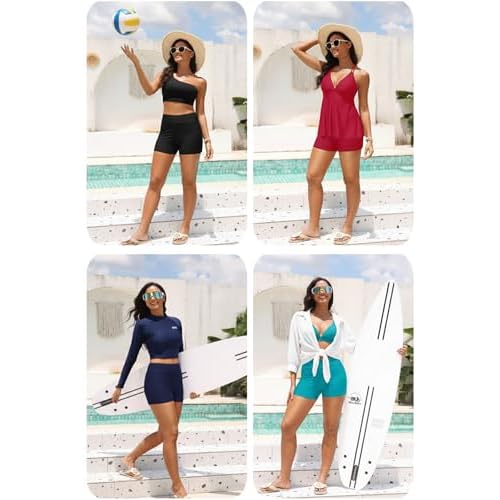 Womens High Waisted Swim Shorts - 3" Bathing Suit Bottoms Boyshorts Swimsuits Board Shorts with Liner 2025