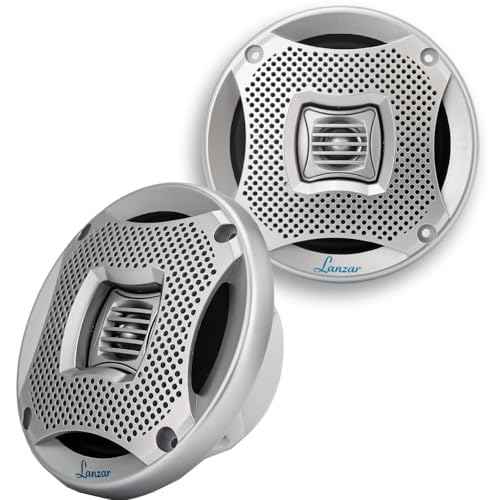 Pyle Lanzar 6.5 Inch Marine Speakers - 2 Way Water Resistant Audio Stereo Sound System with 400 Watt Power, Attachable Grills and Resin Treatment for Indoor and Outdoor Use - 1 Pair - AQ6CXS (Silver)