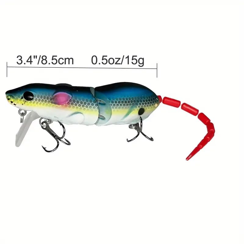 3Pcs Premium Topwater Mouse Fishing Lures for Bass, Bionic Rat Bait,Realistic Bass Attractor - Ideal for Bass Trout, Catfish, Pike, Perch, for Freshwater Saltwater Angling