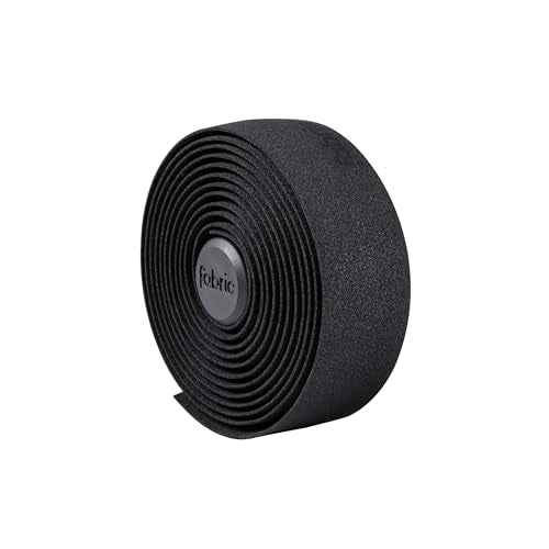 Fabric Logo Handlebar Tape - Road Bike Bar Tape with Handlebar Plugs and Finishing Strips - 200 x 3 cm - 2.5mm Thick Black