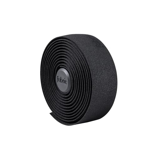 Fabric Logo Handlebar Tape - Road Bike Bar Tape with Handlebar Plugs and Finishing Strips - 200 x 3 cm - 2.5mm Thick Black