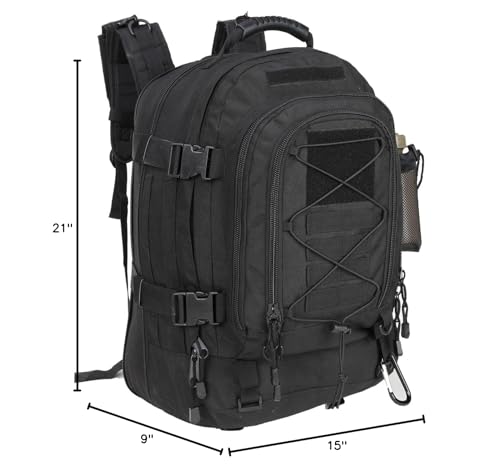 Miramrax Tactical Backpack Military Hiking Daypack - Molle Backpack for Men 3 Day Assault Pack Bug Out Bag for Camping Travel Army Hunting Gym Rucksack Survival (Black)