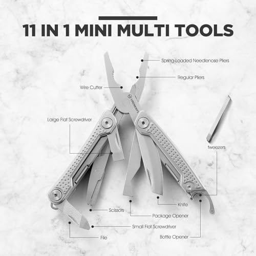 Multitool 11-in-1 Mini EDC Tool with Pocket Knife - Silver