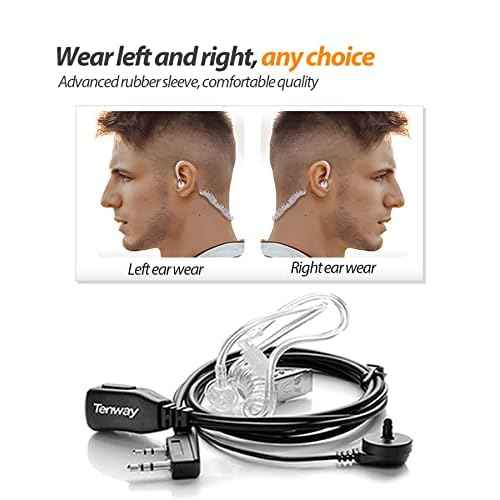 BAOFENG BF-888S Walkie Talkie Long Range 16 CH Baofeng Radio and Tenway Covert Air Acoustic Tube Earpiece (Pack of 6)