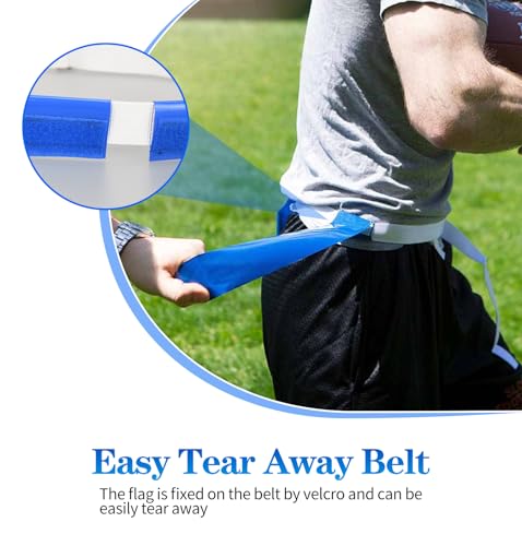 Flag Football Belts Set 10pcs with 20 Flags & Cones - Easy Tear Away Adjustable