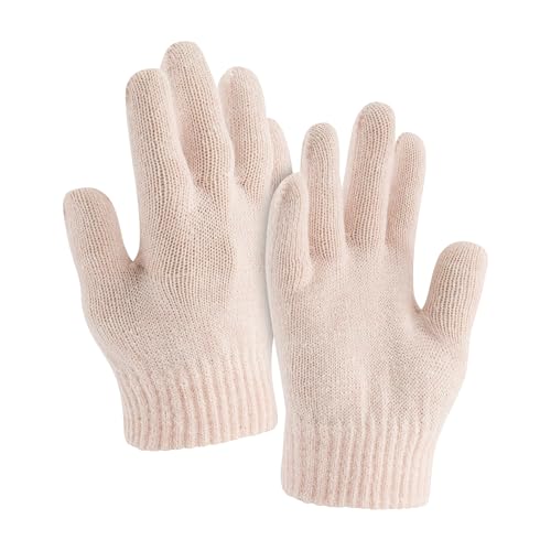 Hello Kitty Beanie Hat and Gloves Set, Girls Cuffed Marled Winter Knit Cap with Pom and Matching Mittens, Pink, One Size