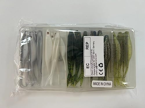 QualyQualy Soft Plastic Lures, 25pcs Spilt Tail Swimibaits for Bass Fishing, Jerkbaits Swim Baits for Trout Pike, 3.5in