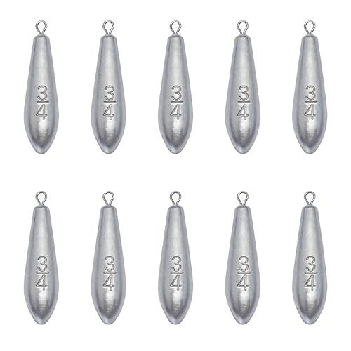 3/4 Ounce Drop Shot Fishing Weights - 10pcs Teardrop Sinkers for Bass Fishing