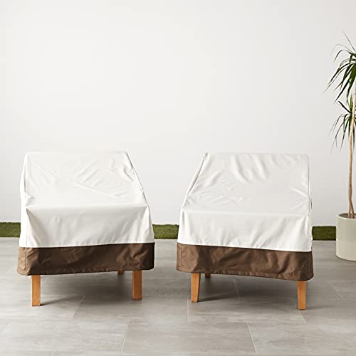 Outdoor Chair Covers Set of 2 Waterproof UV Resistant Deep Seat Furniture Protectors Beige