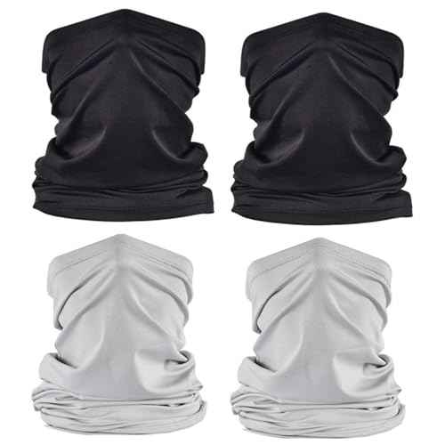 UV Face Cover Neck Gaiter Mask Dust Protection Magic Scarf Wind Bandana Balaclava for Summer Running Fishing 4 PCS