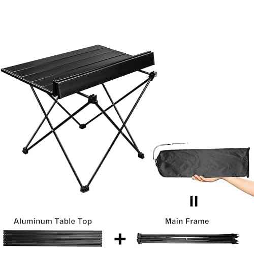 Folding Camping Table ? Ultralight Aluminum Portable Table for Camping, Hiking, Backpacking, Picnic, Beach, BBQ ? Compact Lightweight Collapsible Travel Side Table for Outdoor, RV, (1)