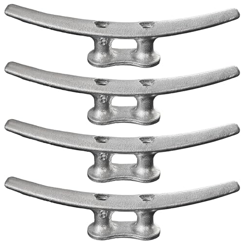 Galvanized Steel Dock Cleats 8 Inch - Silver 4 Pack Marine Rope Tie-Downs