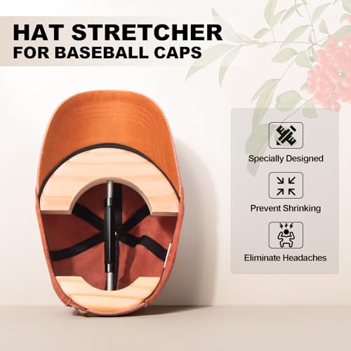Hat Stretcher, Specifically Designed Hat Stretcher for Baseball Caps, Fitted Hats Size 6 1/2 to 7 7/8, Solid Wood, Heavy Duty of Baseball Extender Widener, Fitted Ball Cap Jack