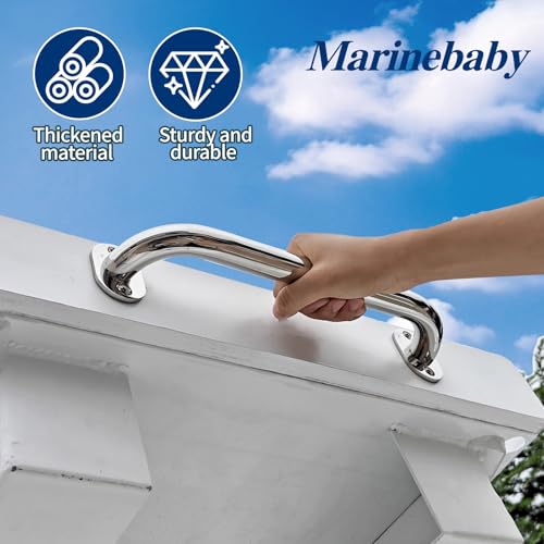 Heavy Duty Stainless Steel Boat Handrail 12 Inch Polished Marine Grab Handle - 2 Pack
