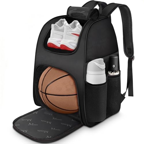 Large Black Basketball Bag with Ball Holder and Shoe Compartment