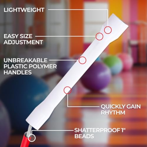 Adjustable Rainbow Beaded Kids Jump Rope - 8ft Tangle-Free Exercise Rope