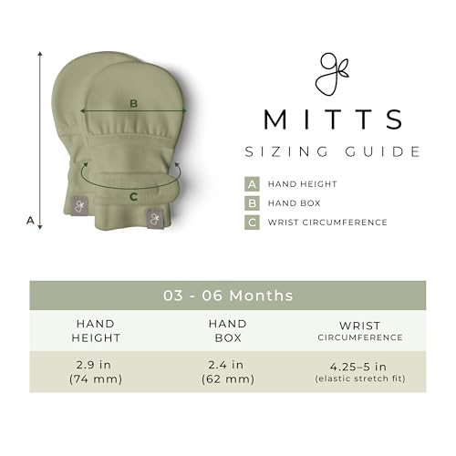 Baby Anti-Scratch Mitts Made from Bamboo Cotton for 3-6 Months - Artichoke