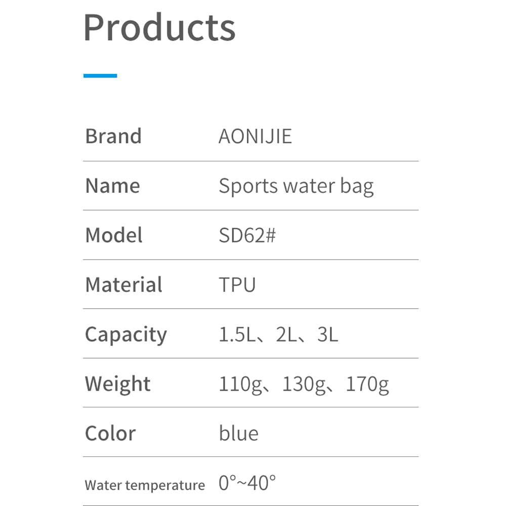 AONIJIE Foldable Hydration Bladder Water Reservoir 1.5L 2L 3L Leak Proof Easy Clean BPA Free Suitable for Bicycling Hiking Camping Hunting Running (Blue,2L)