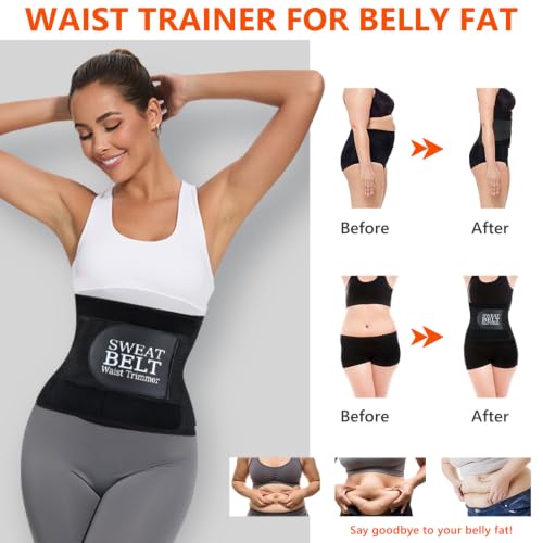 Waist Trainer for Women & Men - Medium Belly Fat Waist Trimmer Sweat Band for Workout & Body Shaping