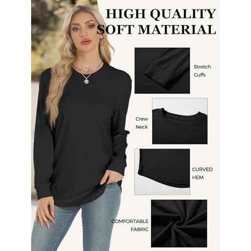 AURUZA Sweatshirt for Women Long Sleeve Crewneck Sweatshirt Women Causal Loose Fit Pullover Tunic Top Fall Clothes Shirts