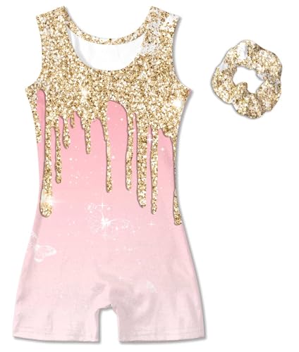 Girls Gymnastic Leotards with Hair Scrunchie Set - 4 to 12 Years Old