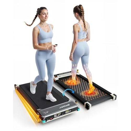 FUNRAY Versatile Walking Pad Treadmill with Incline - Dual-Sided Under Desk Treadmill with Foot Massage,2 in 1 Walking Machine for Home/Office with 330LBS Weight Capacity