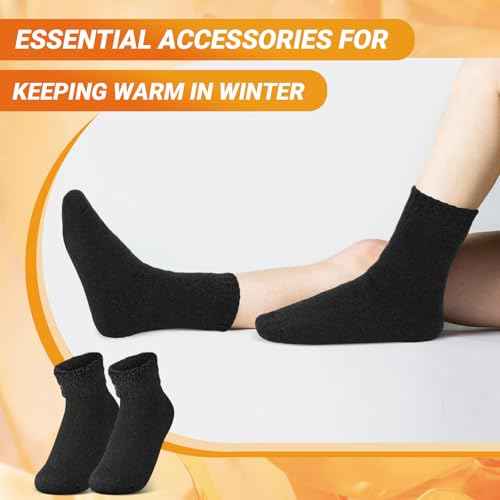 Sintege 2 Pairs Winter Thermal Fuzzy Socks Heated Thick Insulated Socks Men Women for Ski Hiking