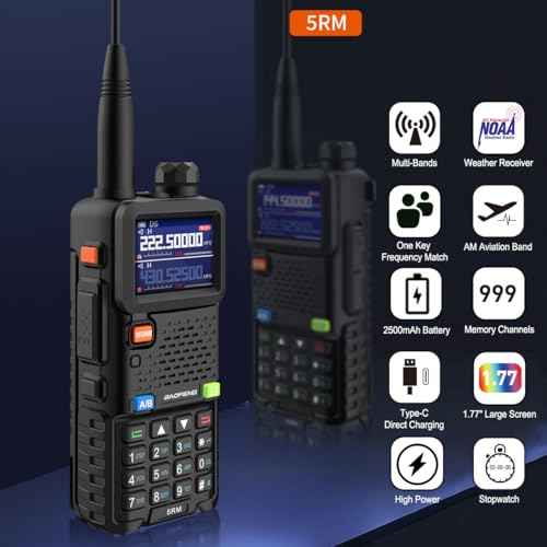 BAOFENG 5RM Ham Radio 10W Handheld Long Range 2 Way Radio UV-5R Upgraded Walkie Talkies, NOAA Weather Receiver, Type C Charging, 999CH Frequency Copy, Rechargeable 2500mAh Battery, Hiking Hunting Trip
