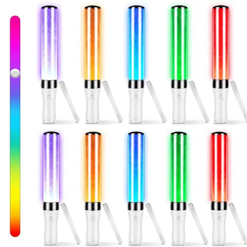 Lewtemi 10 Pcs Halloween LED Glow Sticks - 15 Color Reusable Light Up Party Supplies