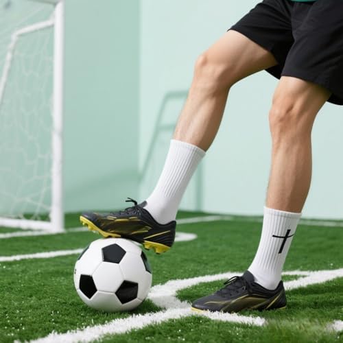 3 Pairs Cross Grip Soccer Socks for US 6-13 - Anti-Slip Christian Socks with Bible Verse