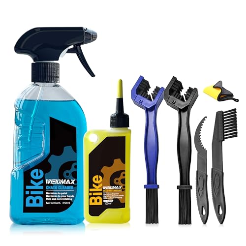 Yellow 7-in-1 Bike Chain Cleaning Kit with Degreaser & Lube for MTB & Road Bikes