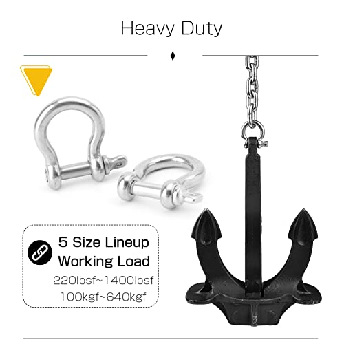 Heavy Duty Stainless Steel Chain Shackle 8pcs M5 (350lbs) Marine Load Pin & Bow Shackles
