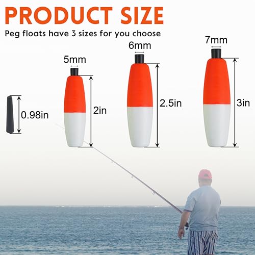Red White 30PCS Fishing Bobbers Floats Peg Floats Foam Cigar Catfish Floats Slip Bobbers